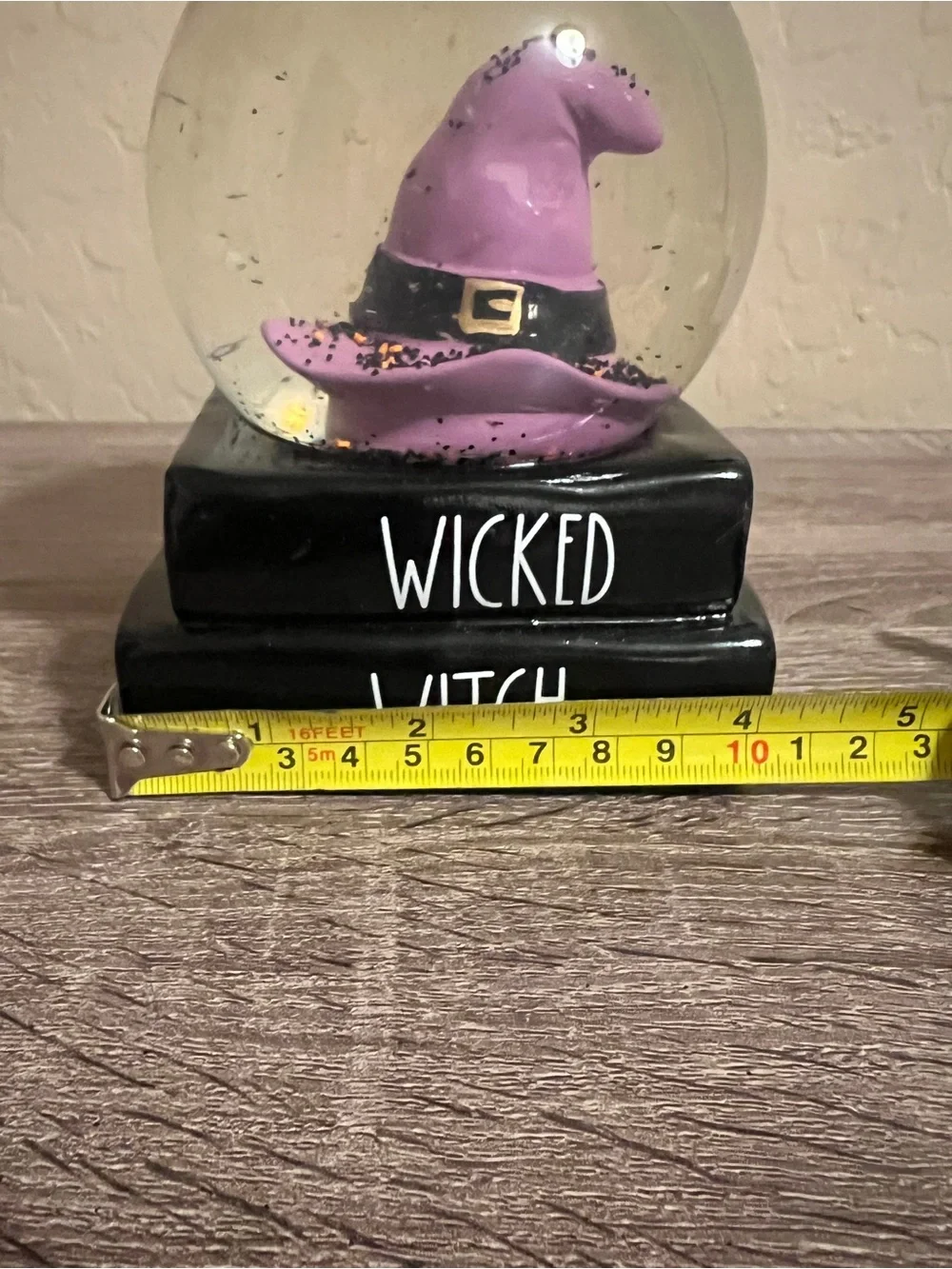 RAE DUNN Halloween Wicked Witch Snow Globe Books Black Purple NWOT